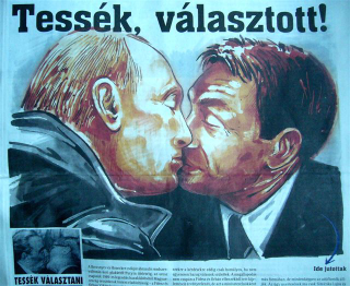 Illustration for article titled Putyinnal csĹ‘rözĹ‘ Orbán kerĂĽlt a Vasárnapi HĂrek cĂmlapjára